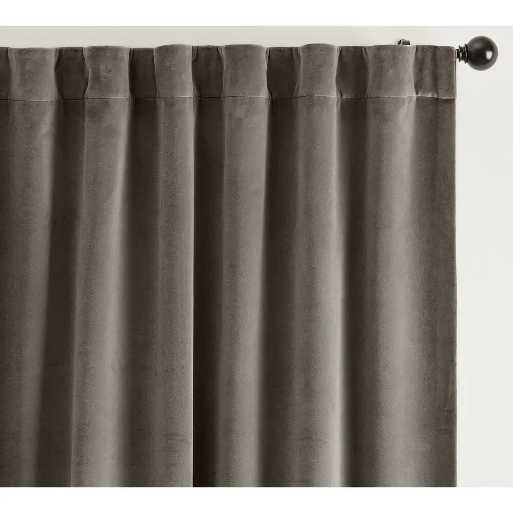 Pottery Barn Velvet Twill Curtain Window Panel Blackout Lining Flagstone Gray